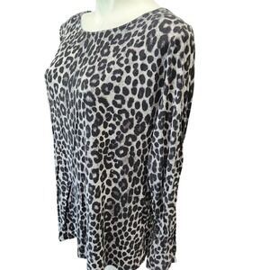 Leopard print long sleeve blouse XL Gray & black Mob Wife Aesthetic